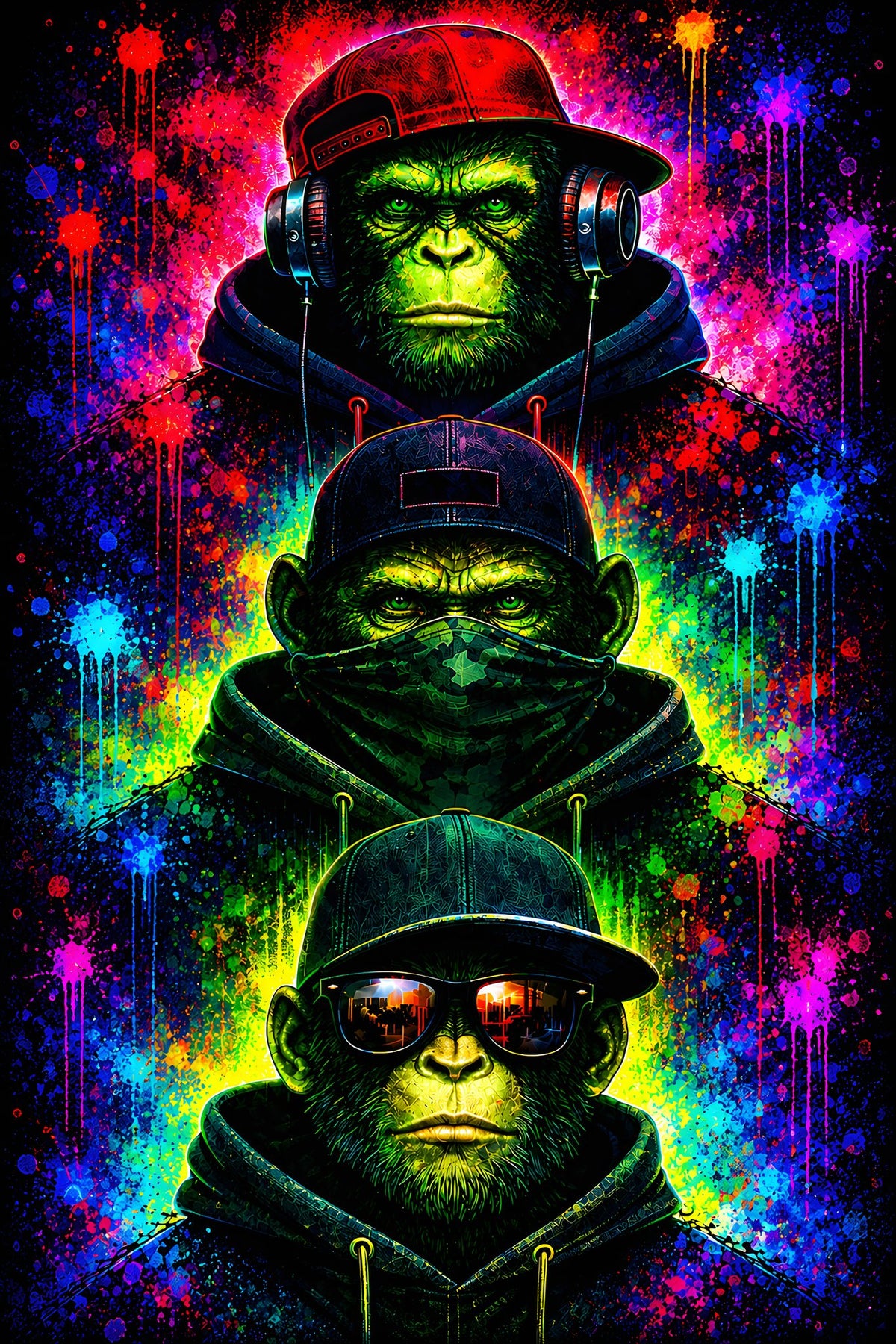Drei Affen – Neon Edition