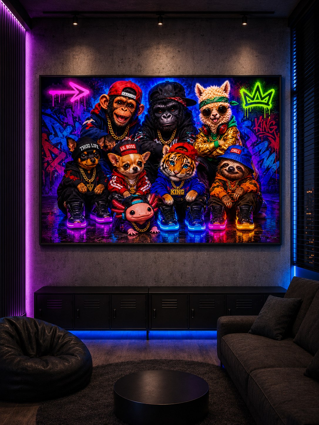 King Crew – Hip-Hop Tiere – Leinwandbild im Raum