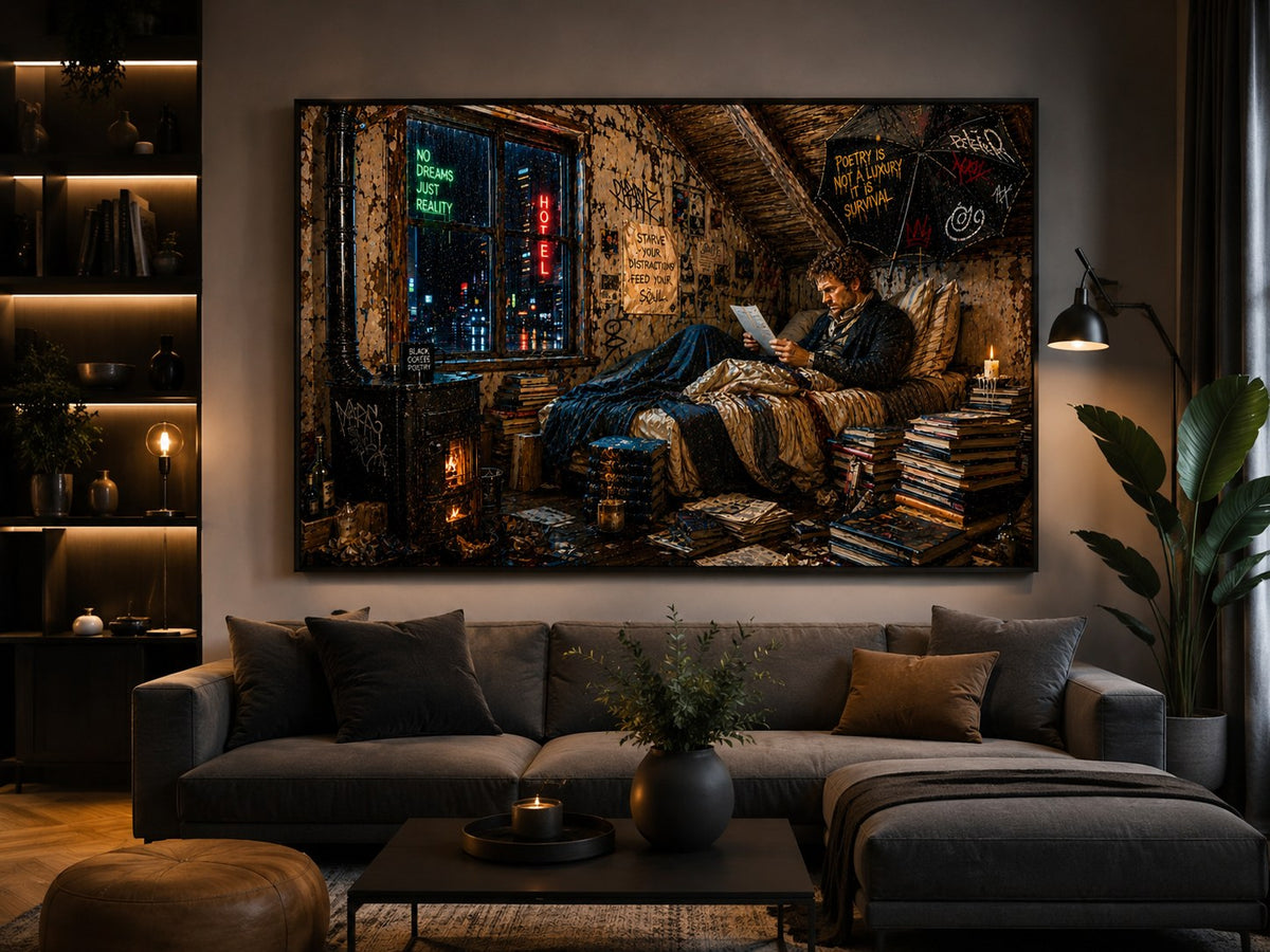 No Dreams Just Reality – Urban Nights – Leinwandbild im Raum