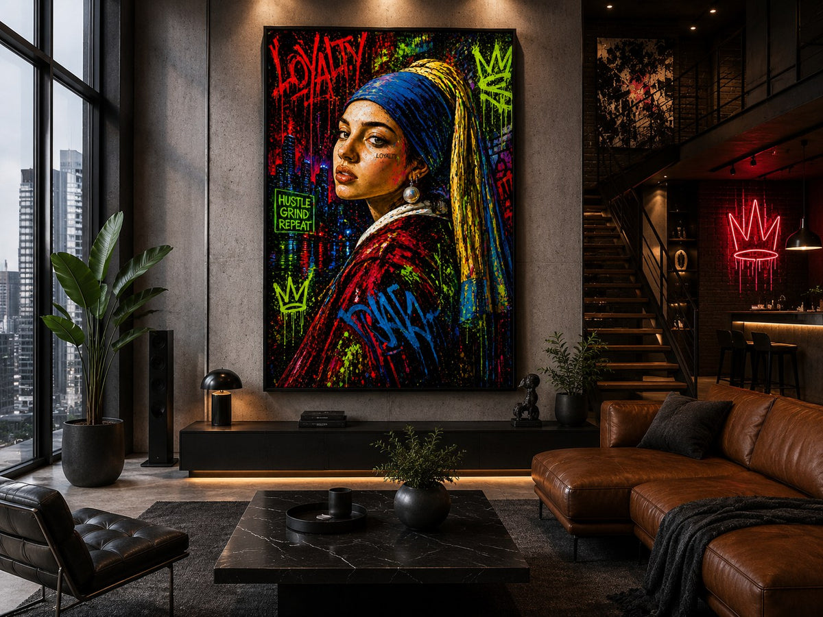 Loyalty – Perlenohrring Reimagined – Leinwandbild im Raum