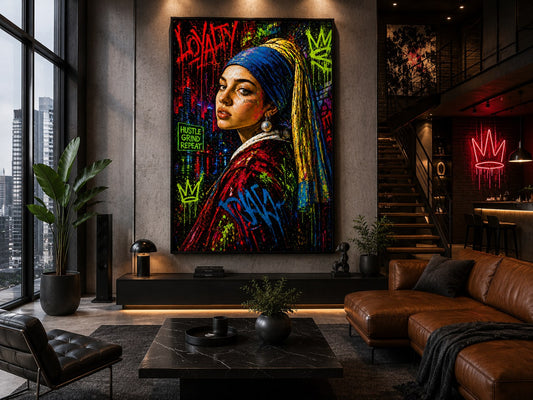 Loyalty – Perlenohrring Reimagined – Leinwandbild im Raum