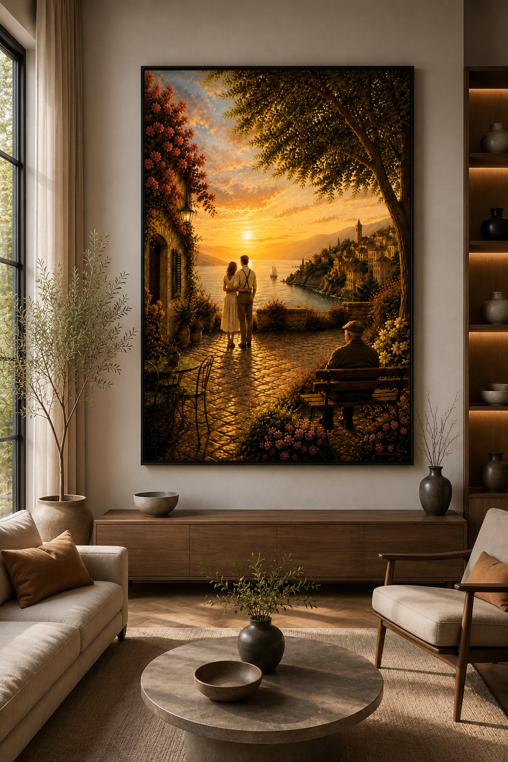 Abend an der Küste II – Promenade – Leinwandbild im Raum