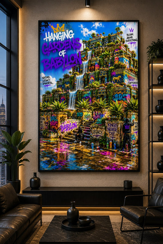 Hanging Gardens – Babylon Graffiti – Leinwandbild im Raum