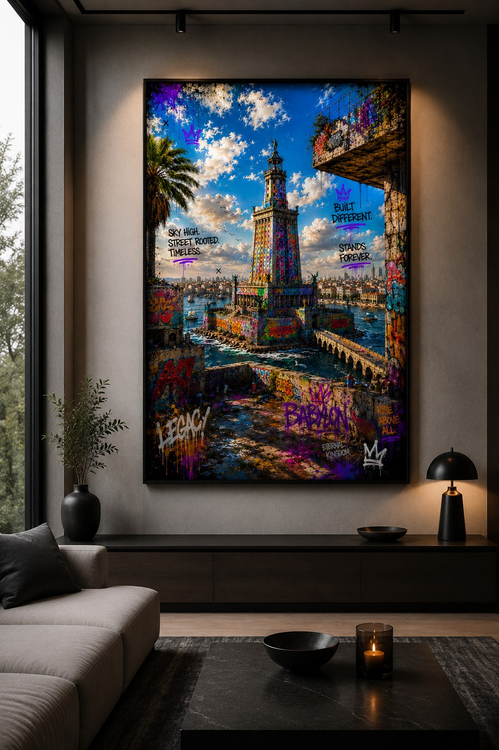 Pharos von Alexandria – Graffiti Edition – Leinwandbild im Raum
