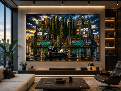 Paradise is Gone – Verlorene Insel – Leinwandbild im Raum