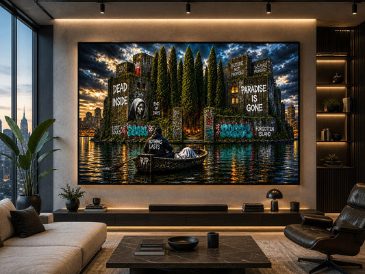 Paradise is Gone – Verlorene Insel – Leinwandbild im Raum