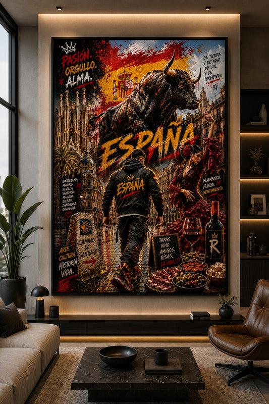 España – Pasión y Alma – Leinwandbild im Raum